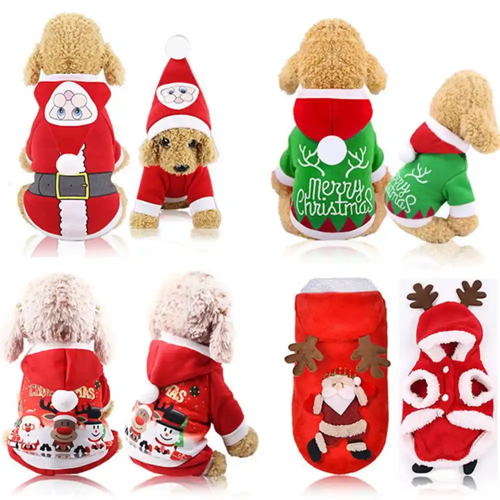 christmas dog clothes cosplay winter santa elk coat clothing pet