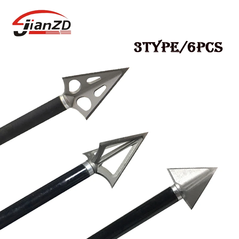 

6pcs 100 Grain Archery Broadheads Fixed Solid Blade Stainless Steel Arrowheads One-Piece Tips for Compound Recurve Bow Crossbow