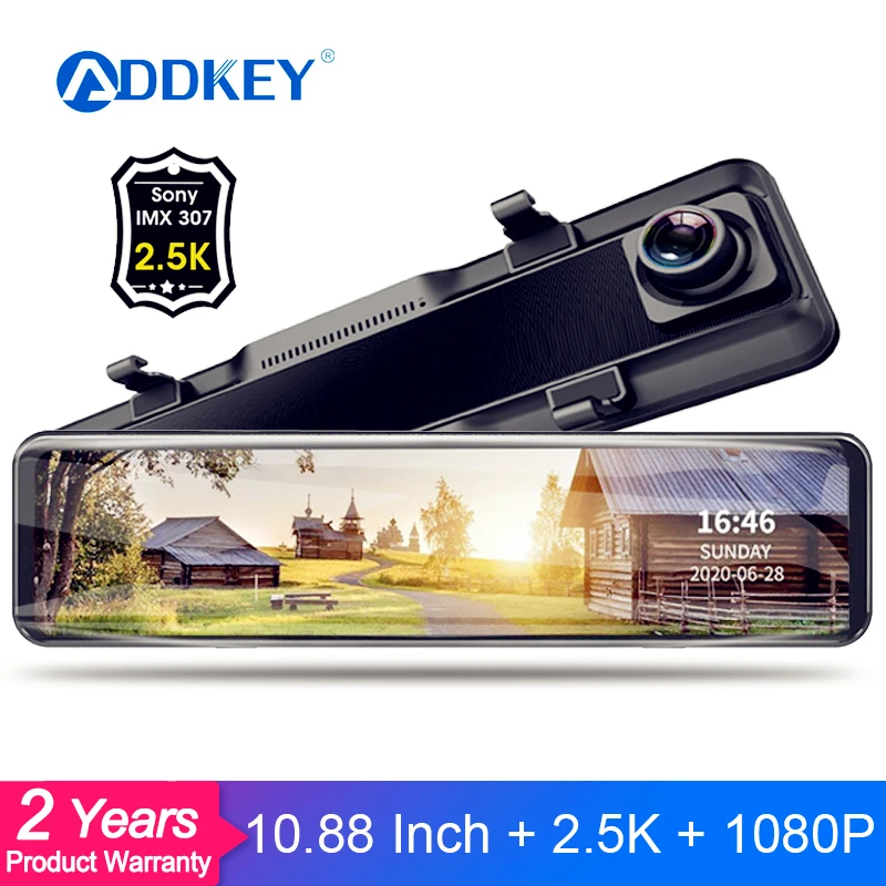 ADDKEY 10.88 Inch Dash Cam 2.5K Touch Screen Car DVR stream media Camera Timelapse video Rearview Mirror Backup Night camera
ADDKEY 10.88 Inch Dash Cam 2.5K Touch Screen Car DVR stream media Camera Timelapse video Rearview Mirror Backup Night camera