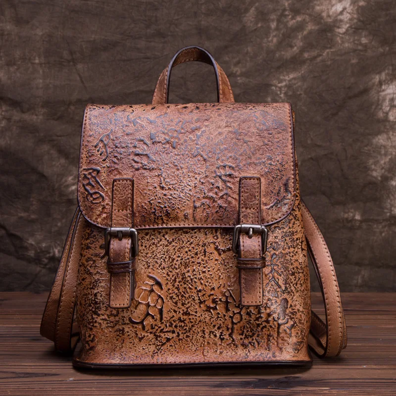 BJYL Female bag retro embossed color large capacity backpack rub color craft single shoulder layer cowhide ladies backpack
BJYL Female bag retro embossed color large capacity backpack rub color craft single shoulder layer cowhide ladies backpack