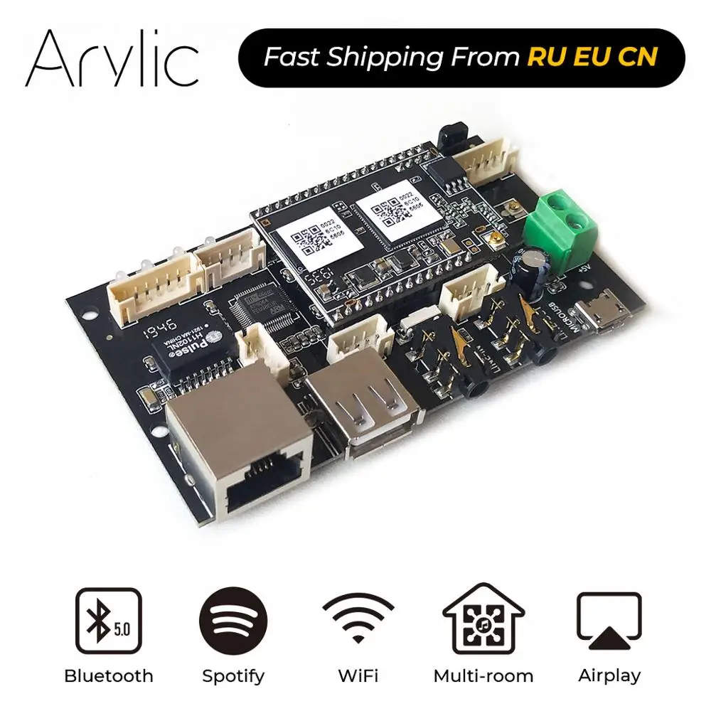 Up2Stream Pro WiFi and Bluetooth 5.0 Audio Receiver Board Module Wireless HiFi Multi-room DLNA Airplay Spotify Free APP
Up2Stream Pro WiFi and Bluetooth 5.0 Audio Receiver Board Module Wireless HiFi Multi-room DLNA Airplay Spotify Free APP