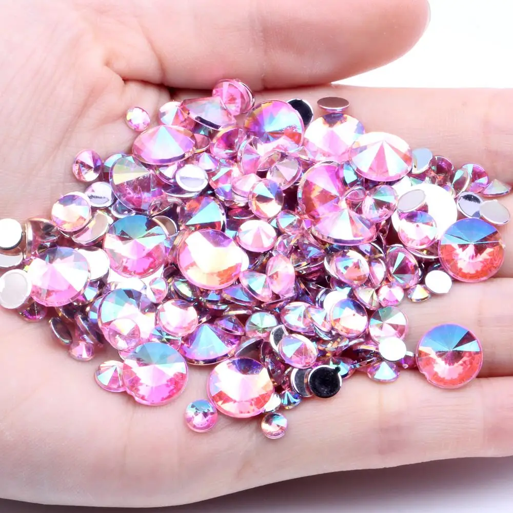 

Acrylic Rhinestones AB Colors Flatback Pointed 1000pcs 4mm Silver Foiled Glue On Beads Accessories Nail Art Sticker Decoration