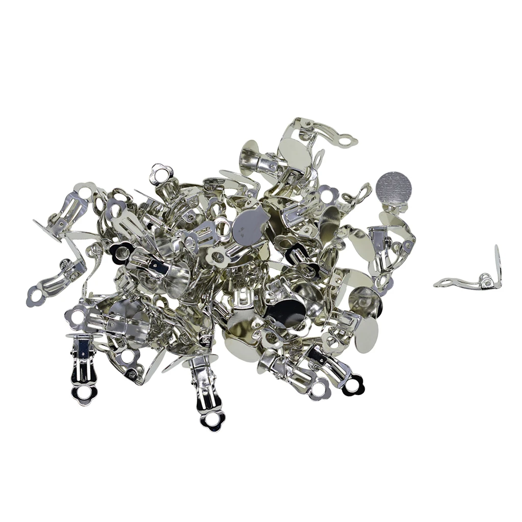 100pcs Flat Tray Clip-on Earrings Hook Components for Jewelry Making Earrings Supplies 100pcs Flat Tray Clip-on Earrings Hook Components for Jewelry Making Earrings Supplies