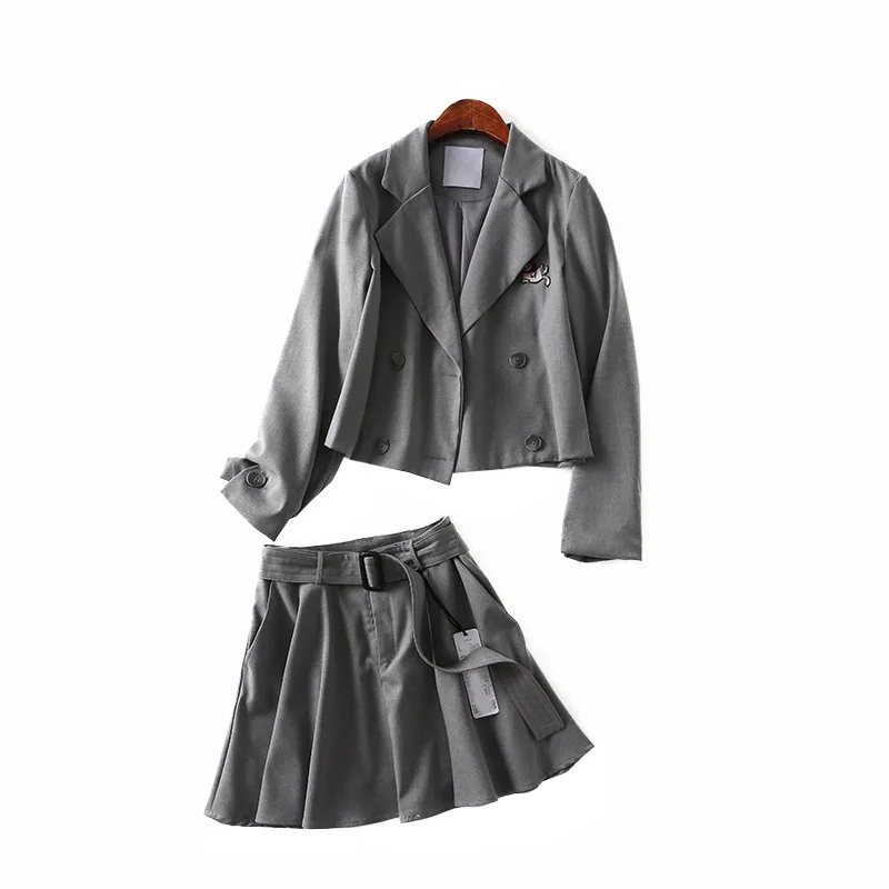 One's Double Breasted Short Suit Belt Waist Hugging Pleated Skirt Two-Piece Women's Entity
One's Double Breasted Short Suit Belt Waist Hugging Pleated Skirt Two-Piece Women's Entity