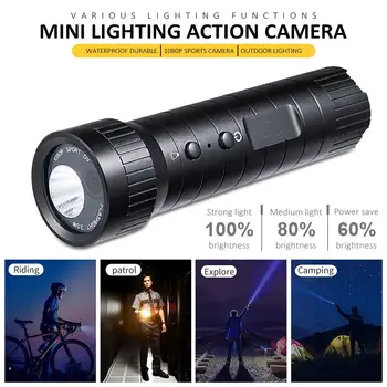 Mini Lighting Action Dash Cam Waterproof 1080P 120 Degree Wide Angle Helmet Sports Camera Flashlight Loop Recording Webcam
Mini Lighting Action Dash Cam Waterproof 1080P 120 Degree Wide Angle Helmet Sports Camera Flashlight Loop Recording Webcam