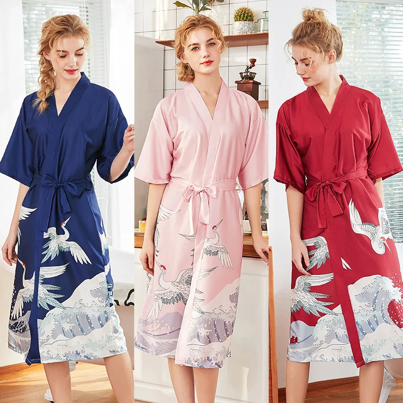 Popular Silk Wedding Pajamas Lady Long Bridesmaid Red Bride Morning Robe Home Robe Women Pajamas Set 
Popular Silk Wedding Pajamas Lady Long Bridesmaid Red Bride Morning Robe Home Robe Women Pajamas Set