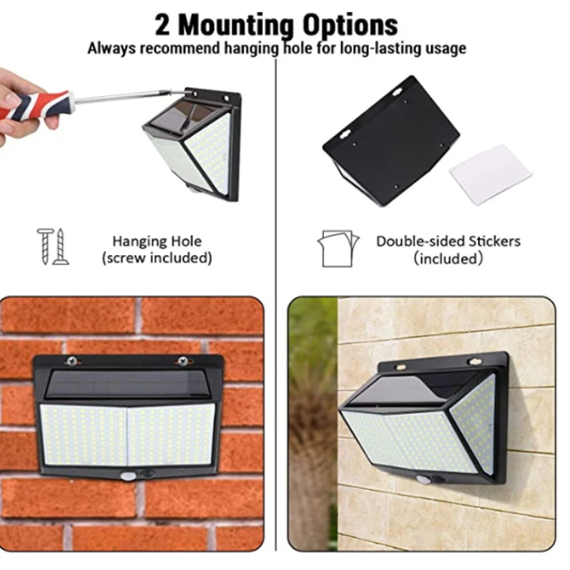 ARILUX 8W 288LED Solar Wall Light Motion Sensor Garden Courtyard Path Lamp 3 Modes Waterproof IP65