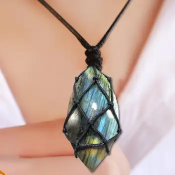 Labradorite Necklace Natural Stone Pendant Wrap Braid Necklace Yoga Macrame Necklace For Men Women Energy Necklace 
Labradorite Necklace Natural Stone Pendant Wrap Braid Necklace Yoga Macrame Necklace For Men Women Energy Necklace