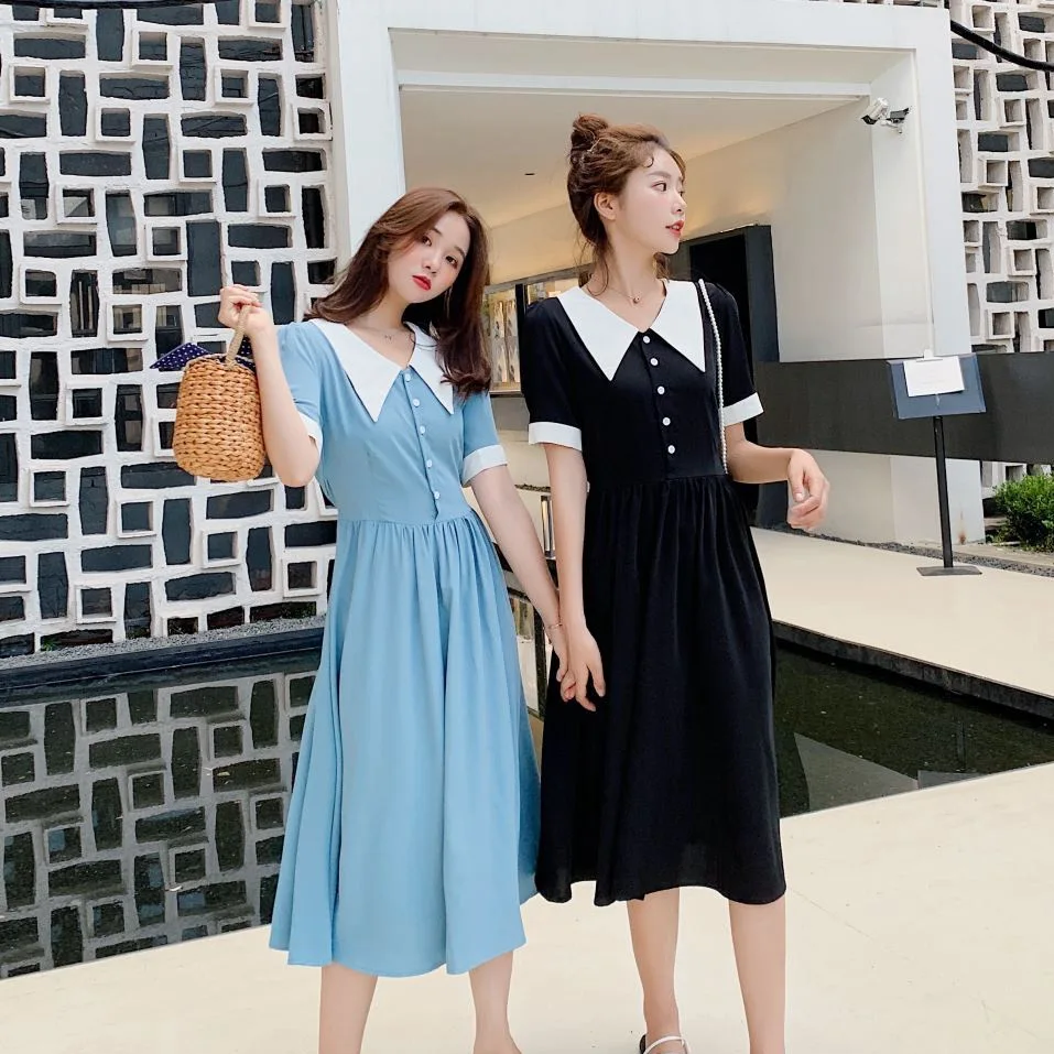 Photo Shoot CHIC Weep Yafeng Black And White with Pattern Dress Elegant Ol Long Mixed Colors Peter Pan Collar Single Breasted Bi
Photo Shoot CHIC Weep Yafeng Black And White with Pattern Dress Elegant Ol Long Mixed Colors Peter Pan Collar Single Breasted Bi