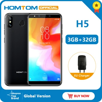 

Global version HOMTOM H5 360 OS Android8.1Mobile Phone 3GB+32GB 3300mAh 5.7" Face ID 13MP MT6739 Quad Core 4G FDD-LTE Smartphone