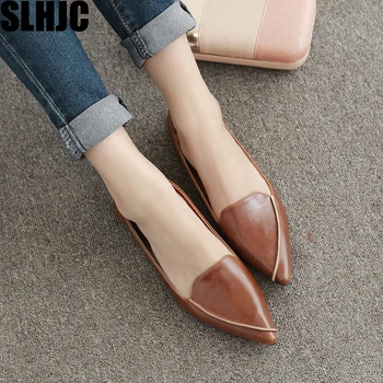 SLHJC Women Flat Heel Shoes Pointed toe Slip On Casual Leather Flats 2020 Spring Summer Female Weekly Shoes
SLHJC Women Flat Heel Shoes Pointed toe Slip On Casual Leather Flats 2020 Spring Summer Female Weekly Shoes
