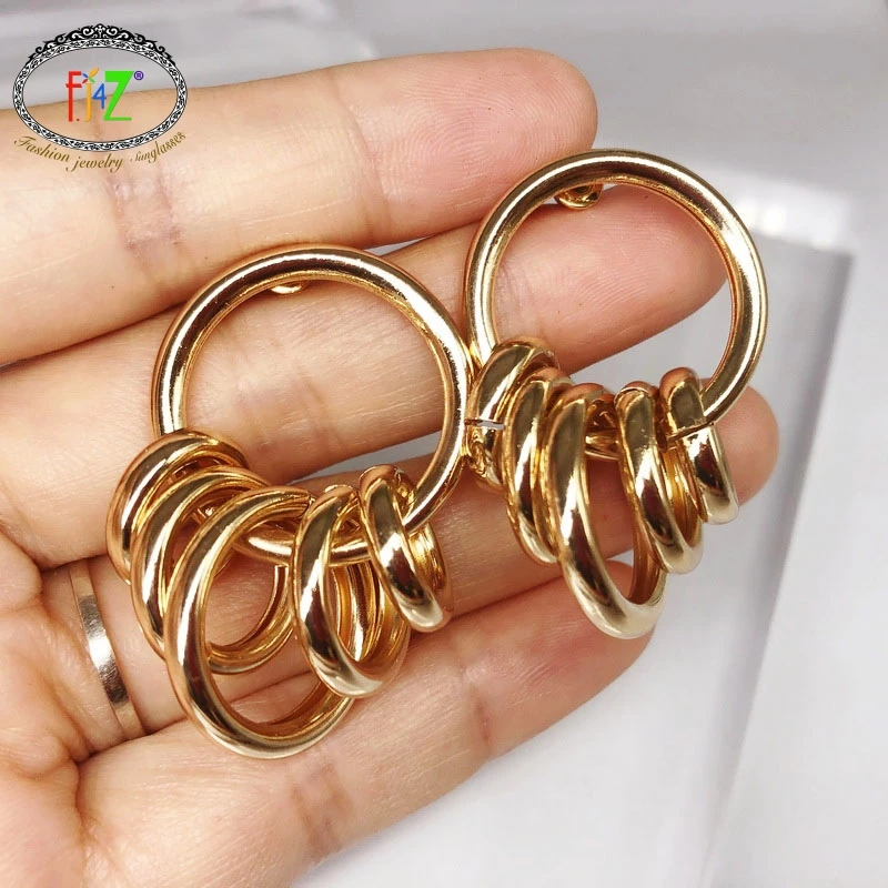 F.J4Z Women Golden Earrings Fashion Silver Color Tubes Circles Dangle Earring Ladies Punk Ear Drops for Party Jewelry Brincos
F.J4Z Women Golden Earrings Fashion Silver Color Tubes Circles Dangle Earring Ladies Punk Ear Drops for Party Jewelry Brincos