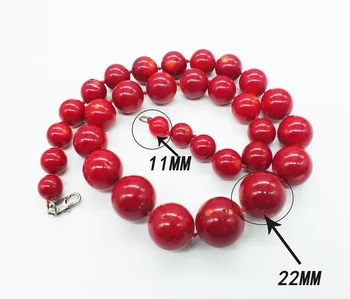 

2019-4-29# Very large huge 11-22MM red tower africa man Chiefs coral necklaces 22 inches