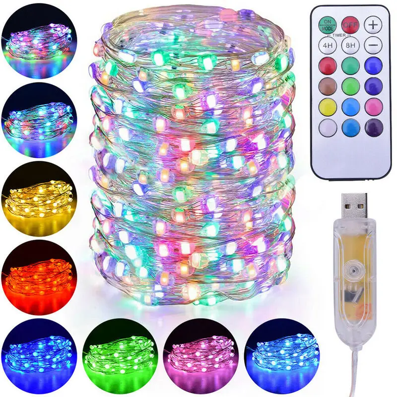 USB RGB LED String Light Christmas Night Lamps Remote Control Waterproof 3 wire Fairy Light 12Colors Changing Timer Patio Lights
USB RGB LED String Light Christmas Night Lamps Remote Control Waterproof 3 wire Fairy Light 12Colors Changing Timer Patio Lights