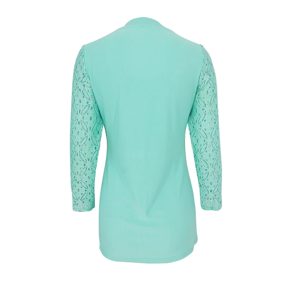 YTL Women's Plus Size False Two-piece 3/4 Sleeve Mint Blouse Office Work Business Lace Waist Brooch Tunic Top Shirt H384