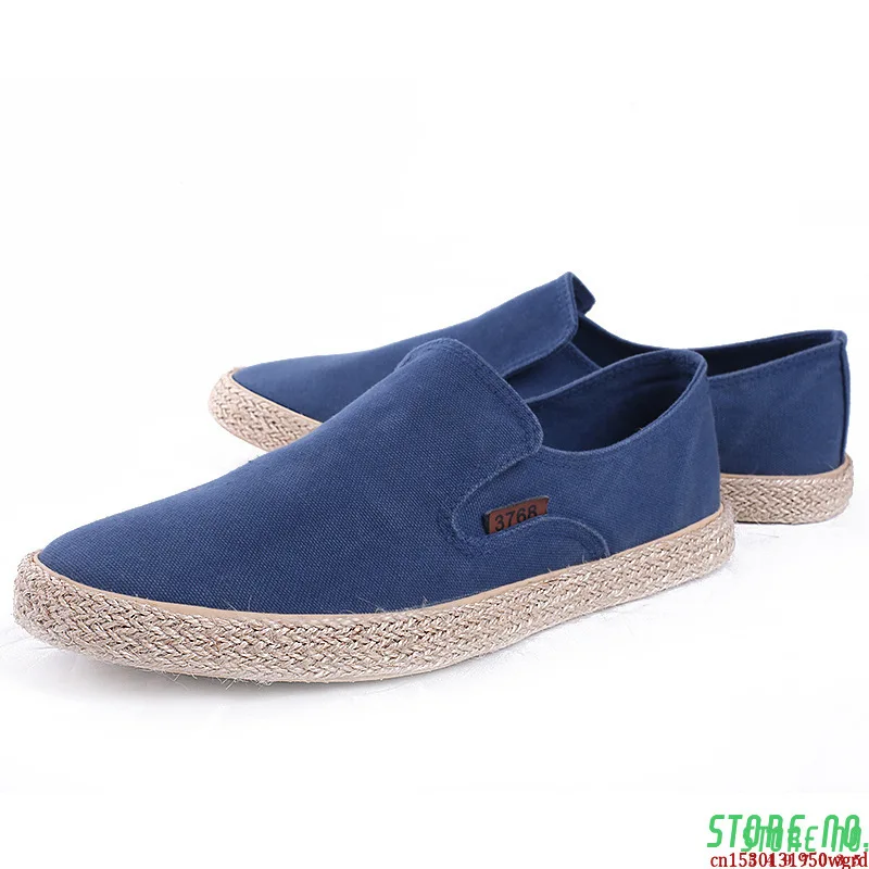 

2020 New Casual Shoes Men Loafers Spring Flat with Canvas Low-slip Breathable Shallow Rope Light Shoes Deodorant