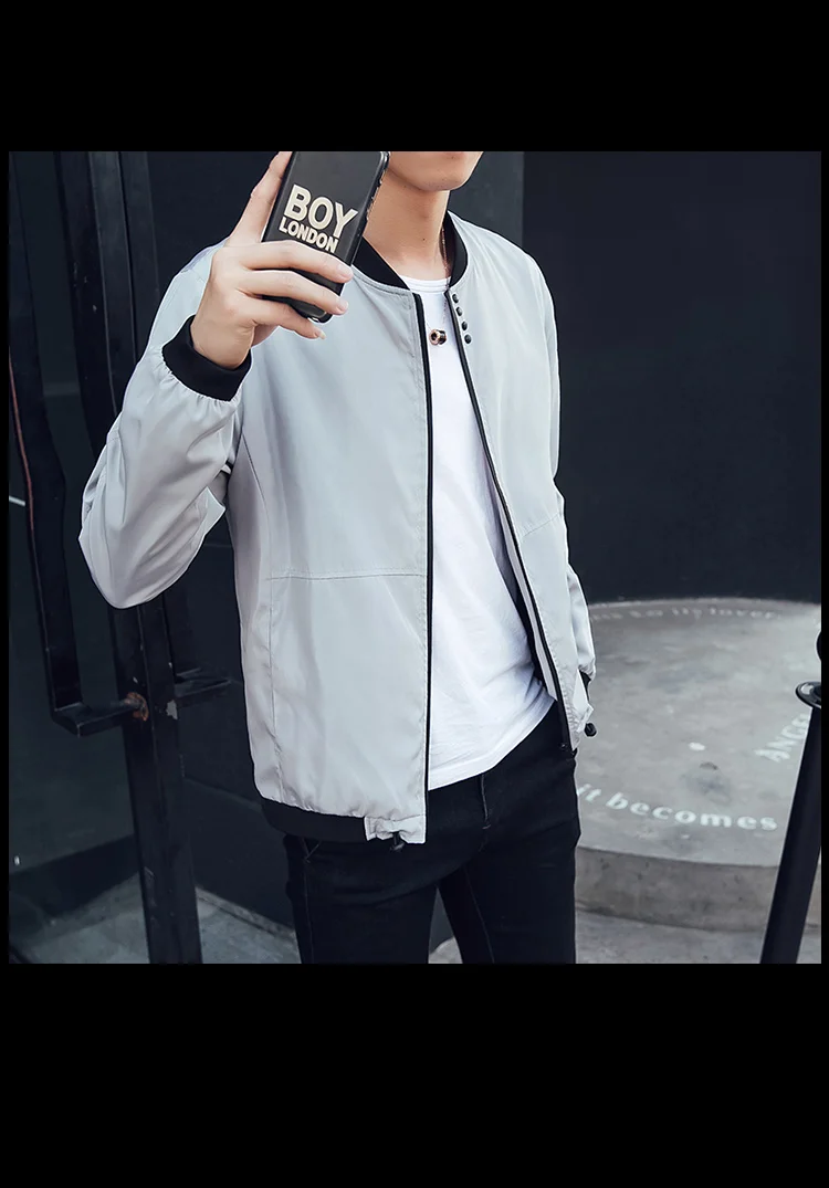 Thin Slim Casual Solid Men Jacket Plus 