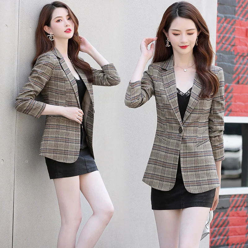2019 Autumn New Style Korean-style Simple Fashion Plaid Leisure Suit Women's One-Button Career Ol Elegant Coat
2019 Autumn New Style Korean-style Simple Fashion Plaid Leisure Suit Women's One-Button Career Ol Elegant Coat