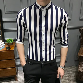 Camisa Masculina Fashion 2020 Summer Men Striped Shirt Half Sleeve Formal Wear Business Social Shirt Men Club Party Tuxedo 5XL-S
Camisa Masculina Fashion 2020 Summer Men Striped Shirt Half Sleeve Formal Wear Business Social Shirt Men Club Party Tuxedo 5XL-S