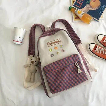 Canvas Backpack Travle Backpacks for Girl Cute Plaid College Style Student Schoolbag Large Capacity Art Backpack with Pendant
Canvas Backpack Travle Backpacks for Girl Cute Plaid College Style Student Schoolbag Large Capacity Art Backpack with Pendant