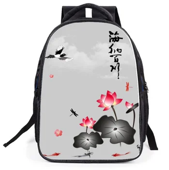 Fashion Chinese ink painting schoolbag 1-3-6 grades decompression children's backpack lotus pattern Students Book Bag Mochila 
Fashion Chinese ink painting schoolbag 1-3-6 grades decompression children's backpack lotus pattern Students Book Bag Mochila
