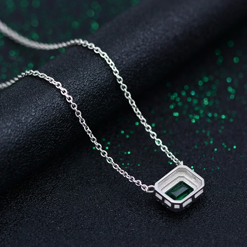 OEVAS 100% 925 Sterling Silver Pendant Necklace For Women Top Quality Lad Grown Emerald Gemstone Wedding Party Bridal Jewelry