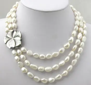 Beautiful 3 Rows 8-9MM White Baroque Freshwater Pearl Necklace 17-20'' Shell Flower Clasp
Beautiful 3 Rows 8-9MM White Baroque Freshwater Pearl Necklace 17-20'' Shell Flower Clasp