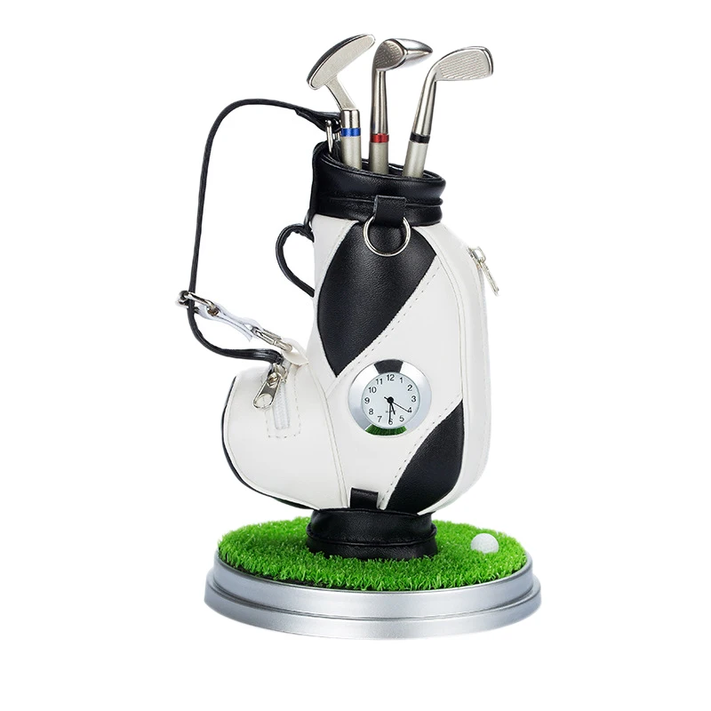 Mini Desktop Aluminum Alloy Golf Bag Pen Holder with Golf Pens Clock 6-Piece Set Of Golf Souvenir
Mini Desktop Aluminum Alloy Golf Bag Pen Holder with Golf Pens Clock 6-Piece Set Of Golf Souvenir