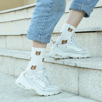 3 Pairs Cute Cartoon Women's Pure Cotton Socks Fashionable Bear Pattern Bright Five Colors of Female Kawaii Socks Korean Style 
3 Pairs Cute Cartoon Women's Pure Cotton Socks Fashionable Bear Pattern Bright Five Colors of Female Kawaii Socks Korean Style
