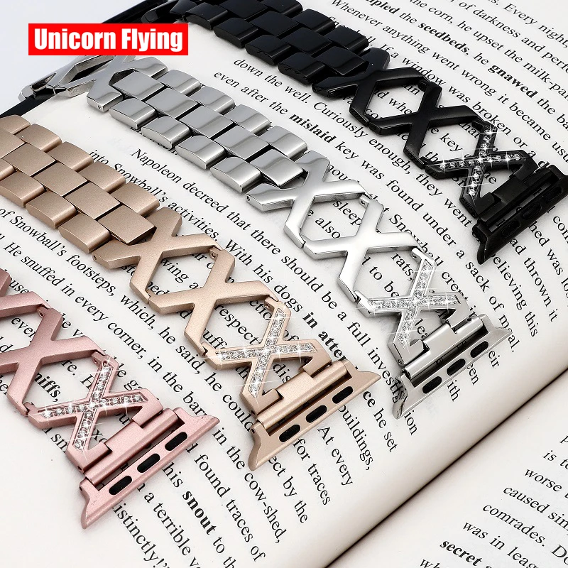 LinXiang Smart Buckle Replacement Bracelet Metal Band Stainless Steel Crystal Wrist Strap For Apple Watch 5 4 3 2 1 Universal
LinXiang Smart Buckle Replacement Bracelet Metal Band Stainless Steel Crystal Wrist Strap For Apple Watch 5 4 3 2 1 Universal