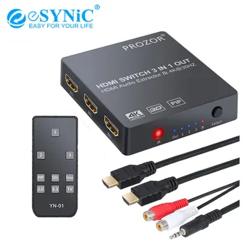 eSYNiC 3x1 HDMI Switch Audio Extractor Converter Analog Optical Toslink SPDIF Output 3 Port HDMI Switcher For 4K 3D 1080P PIP
eSYNiC 3x1 HDMI Switch Audio Extractor Converter Analog Optical Toslink SPDIF Output 3 Port HDMI Switcher For 4K 3D 1080P PIP