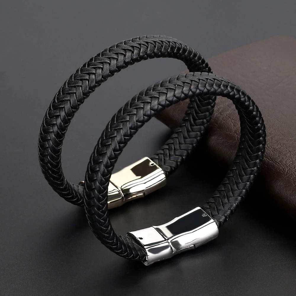 

2021 Fashion Jewelry Vintage Black Weave PU Leather Bracelet Men Charm Jewelry Cuff Bracelets Bangles for Women Pulseras Mujer