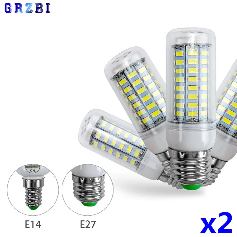 2 шт./лот E27 E14 Светодиодная лампа 220 в 230 В SMD 5730 24 36 48 56 69 72 светодиода лампочки