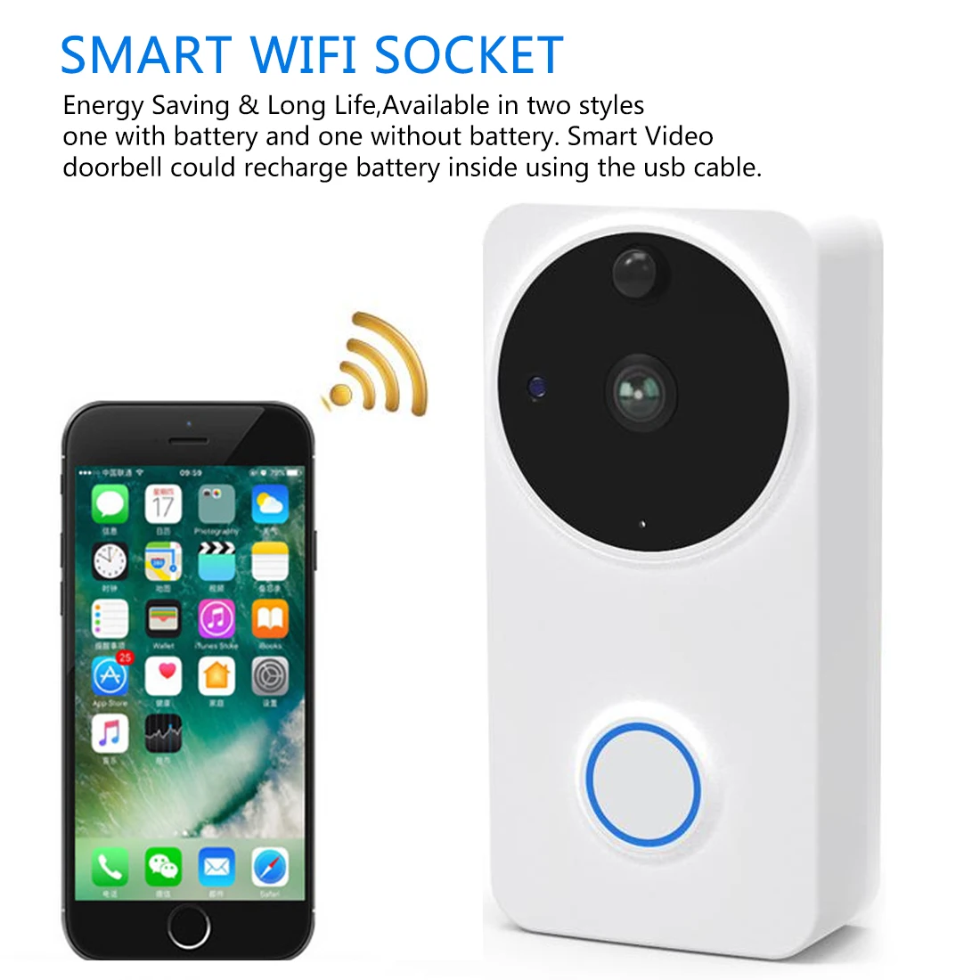 Chime door bell Wireless WiFi Door Bell Alarm Door Phone IP Camera Battery Outdoor Waterproof for iOS Android Visual Doorbell
Chime door bell Wireless WiFi Door Bell Alarm Door Phone IP Camera Battery Outdoor Waterproof for iOS Android Visual Doorbell