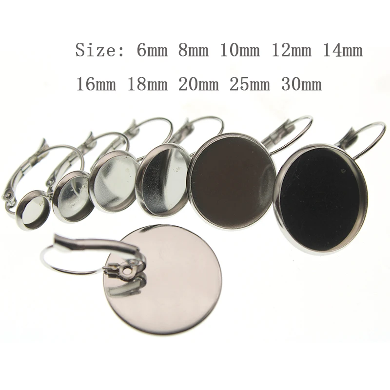 10pcs 10 12 16 18 20 mm Stainless Steel Blank French Lever Earring Tray Cabochon Setting Cameo Base for Ear Stud Jewelry Making
10pcs 10 12 16 18 20 mm Stainless Steel Blank French Lever Earring Tray Cabochon Setting Cameo Base for Ear Stud Jewelry Making