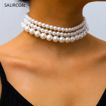 Salircon 3pcs Multi Layer Imitation Pearl Choker Necklace Punk Clavicle Chain Collares Big Beads Necklace Charms Women Jewelry
Salircon 3pcs Multi Layer Imitation Pearl Choker Necklace Punk Clavicle Chain Collares Big Beads Necklace Charms Women Jewelry