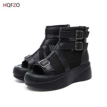 HQFZO Women PU Leather Clear Breathable Clear Boots Hollow Out Mesh Thick Bottom Summer Sandals Buckle Belt Zip Summer Bootines 
HQFZO Women PU Leather Clear Breathable Clear Boots Hollow Out Mesh Thick Bottom Summer Sandals Buckle Belt Zip Summer Bootines
