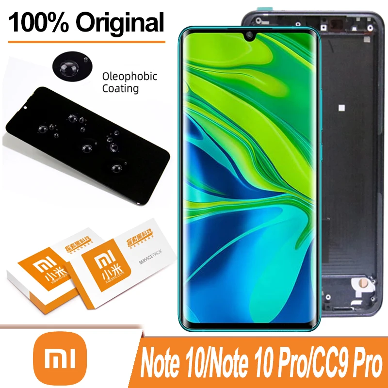 100% Оригинальный 6 47 "AMOLED ЖК-дисплей с рамкой для XiaoMi Mi Note 10 Pro дисплей CC9 Сенсорный