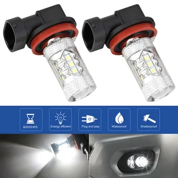 

2pcs H8 H11 9005 9006 12V 100W 6000K White LED Car Fog Light Bulbs Highlighting Automobile LED Headlights Auto Fog Lamp