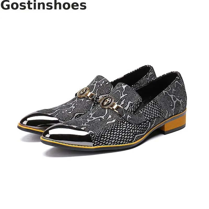 Grey Snakeskin Pattern Printed Genuine Leather Men Casual Leather Shoes Pointed Metal Cap Toe Slip-on Oxford Shoes Men Leisure
Grey Snakeskin Pattern Printed Genuine Leather Men Casual Leather Shoes Pointed Metal Cap Toe Slip-on Oxford Shoes Men Leisure