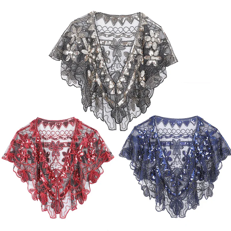 Women 1920s Sequined Shawl Fashion Beaded Evening Dress Gatsby Party Mesh Shawl High-end Atmosphere Cape Cover Up Accessory
Women 1920s Sequined Shawl Fashion Beaded Evening Dress Gatsby Party Mesh Shawl High-end Atmosphere Cape Cover Up Accessory