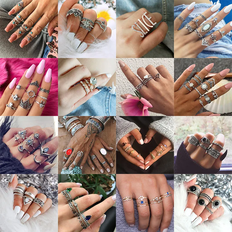 20 style ring set European and American fashion ladies ring, retro punk gothic micro-set opal carved crown animal bohemian ring
20 style ring set European and American fashion ladies ring, retro punk gothic micro-set opal carved crown animal bohemian ring