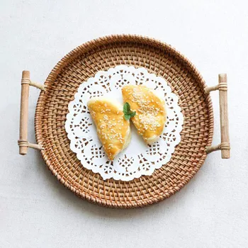 Rattan Storage Tray, Round Basket with Handle, Hand-Woven, Rattan Tray Wicker Basket Bread Fruit Food Breakfast Display
Rattan Storage Tray, Round Basket with Handle, Hand-Woven, Rattan Tray Wicker Basket Bread Fruit Food Breakfast Display