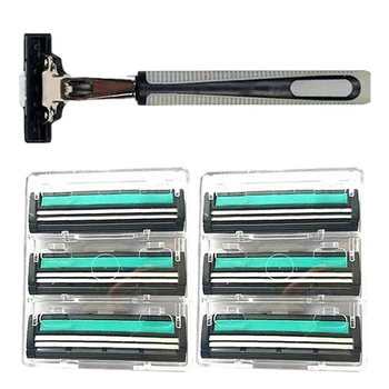 1 Set Practical Safety Razor Blades For Men 1 Knife Holder & 30 Blade Shaving Razor Double Layers Blade Manual Shaver Trimmer
1 Set Practical Safety Razor Blades For Men 1 Knife Holder & 30 Blade Shaving Razor Double Layers Blade Manual Shaver Trimmer