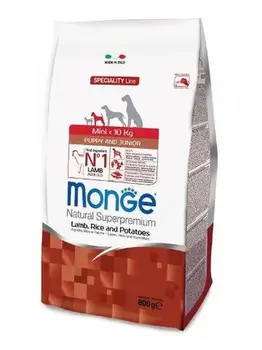 MONGE MONGE SPECIALITY DOG MINI PUPPY & JUNIOR puppy small breeds with lamb, rice and potatoes
MONGE MONGE SPECIALITY DOG MINI PUPPY & JUNIOR puppy small breeds with lamb, rice and potatoes