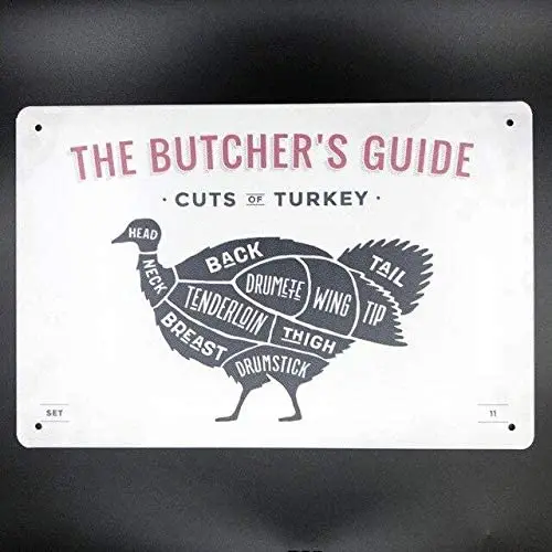 Butcher's Guide Cuts of Turkey Iron Painting Metal Plate Personality Tin Sign Vintage Retro Wall Bar Shop Decor 12"x8"
Butcher's Guide Cuts of Turkey Iron Painting Metal Plate Personality Tin Sign Vintage Retro Wall Bar Shop Decor 12"x8"