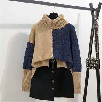 2 Piece Sets Color Block Turtleneck Sweaters Pullovers + Wool Belt Mini Skirt Set 2PCS Clothing Set Women Autumn Winter A077
2 Piece Sets Color Block Turtleneck Sweaters Pullovers + Wool Belt Mini Skirt Set 2PCS Clothing Set Women Autumn Winter A077
