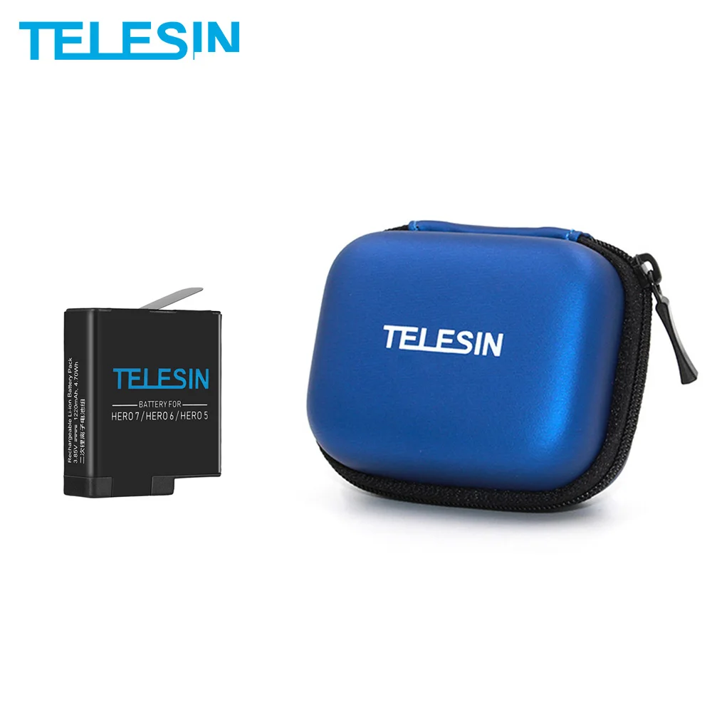 TELESIN 1Pcs Battery Replacement 3.85V 1220mAh + Blue Mini Storage Bag for GoPro Hero 5 6 7 Black Action Camera Accessories
TELESIN 1Pcs Battery Replacement 3.85V 1220mAh + Blue Mini Storage Bag for GoPro Hero 5 6 7 Black Action Camera Accessories