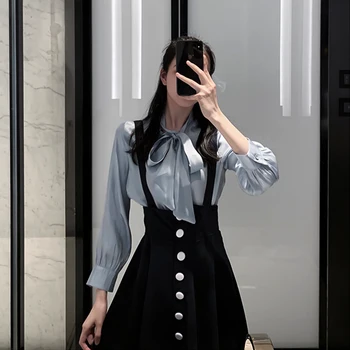 Lantern Sleeve Bow Tassel Solid Color Shirt Women High Waist Strap Skirt Female Playful Two-piece Suit Button Female 2020 Spring
Lantern Sleeve Bow Tassel Solid Color Shirt Women High Waist Strap Skirt Female Playful Two-piece Suit Button Female 2020 Spring
