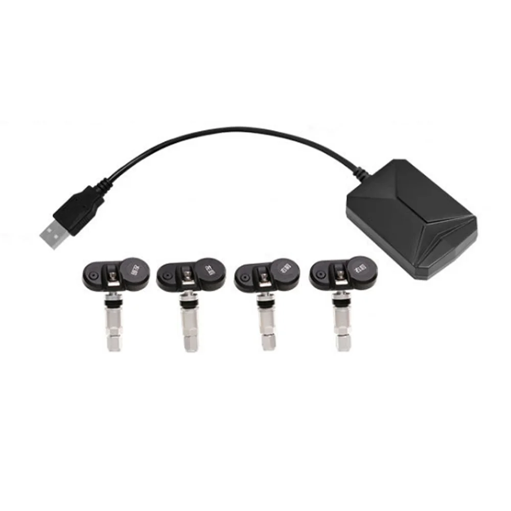 Автомобильный монитор давления в шинах USB Android TPMS с 4 внешними датчиками система